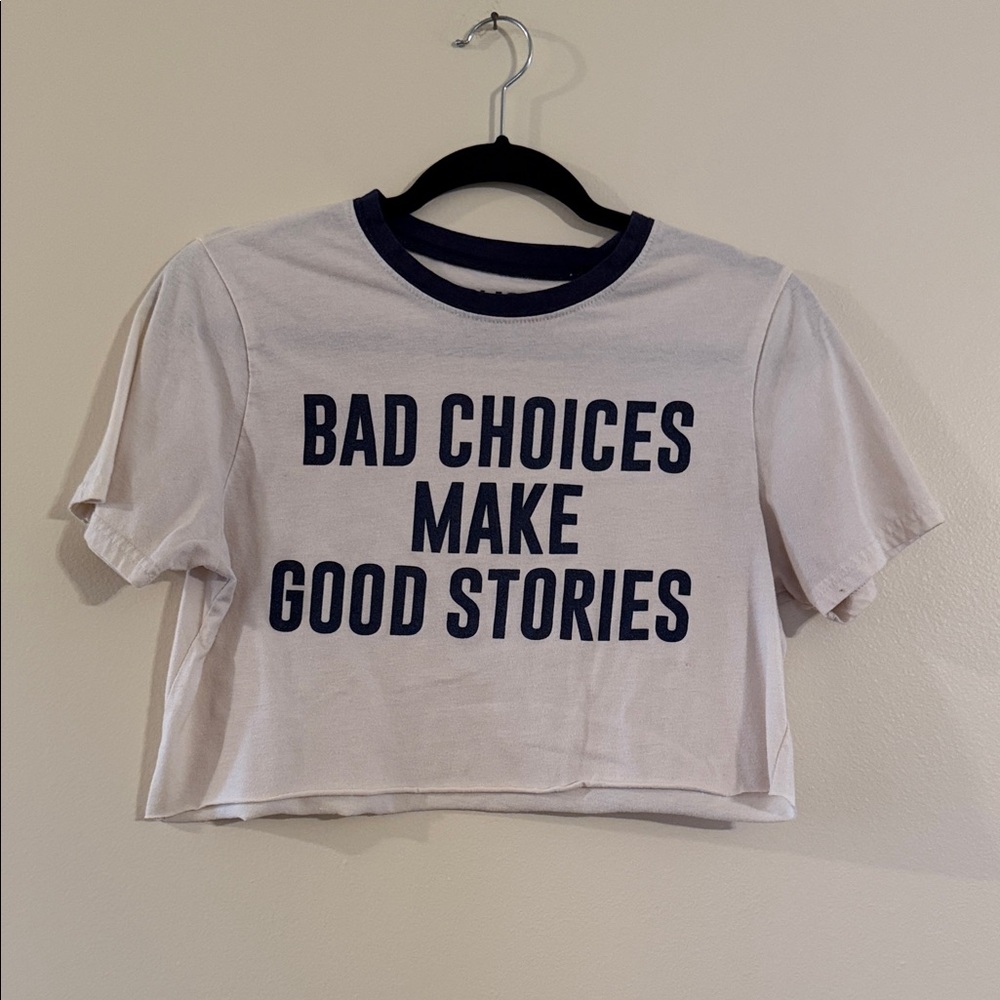 Navy Graphic Crop Top